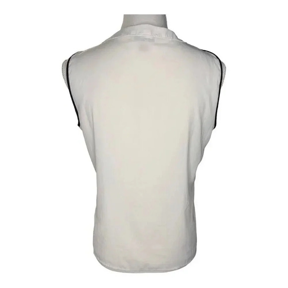 Calvin Klein Women’s Small Piped Woven White & Black Blouse - Picture 3 of 4